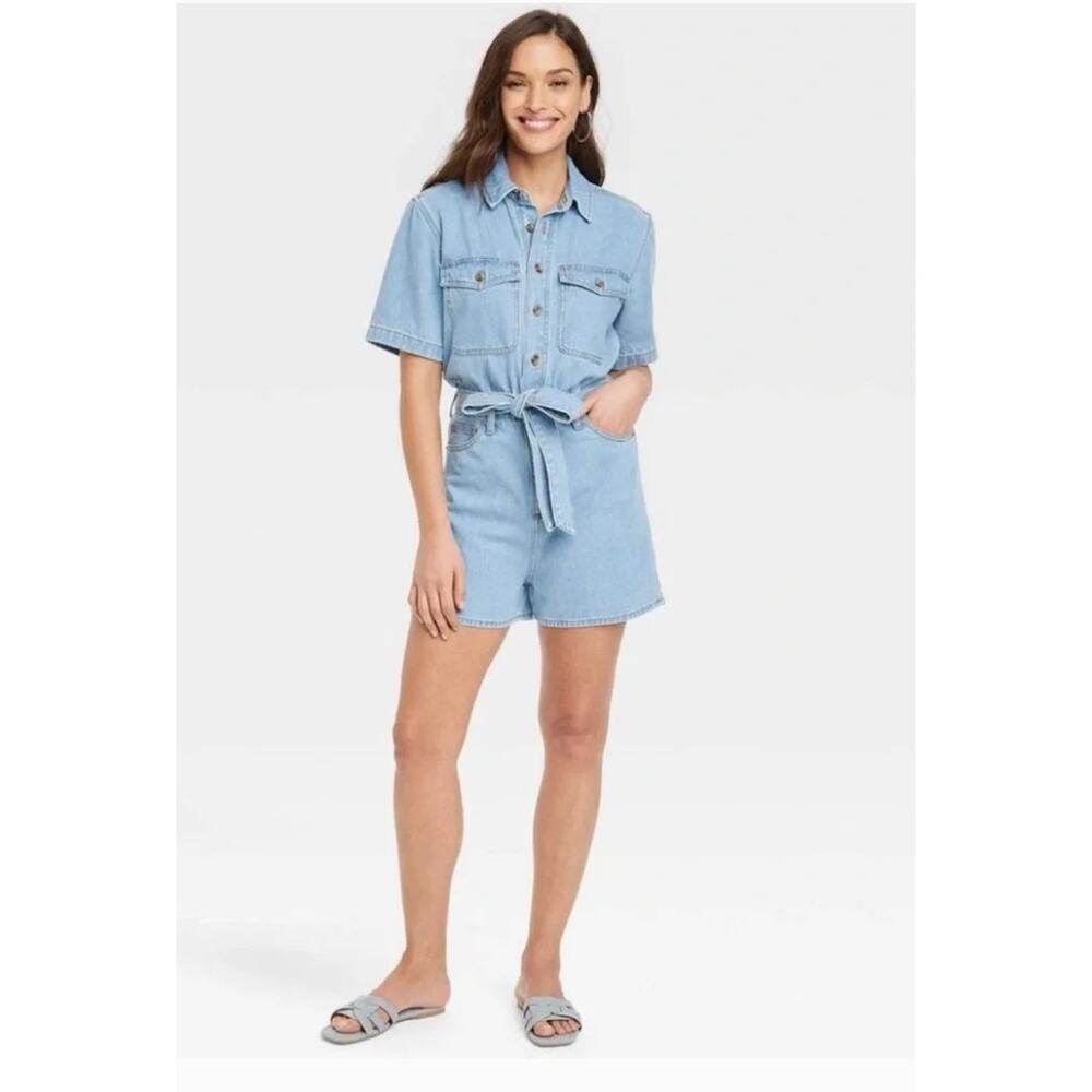 Universal Thread Short Sleeve Denim Romper - Picture 3 of 6
